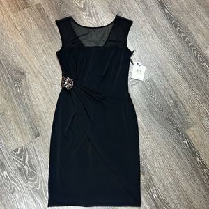 Calvin Klein NWT LBD Cocktail Semi Formal Black Jeweled Dress Size 2